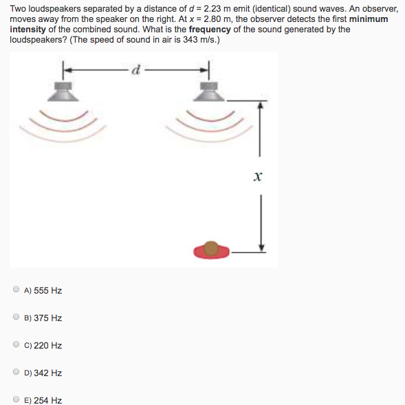 Solved Two loudspeakers separated by a distance of d= 2.23 m