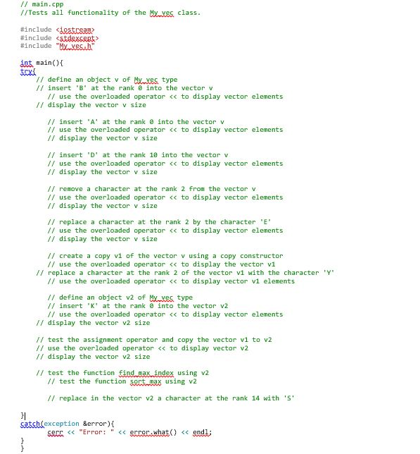 Solved Question 1) Write in C++ a class My_vec that can | Chegg.com