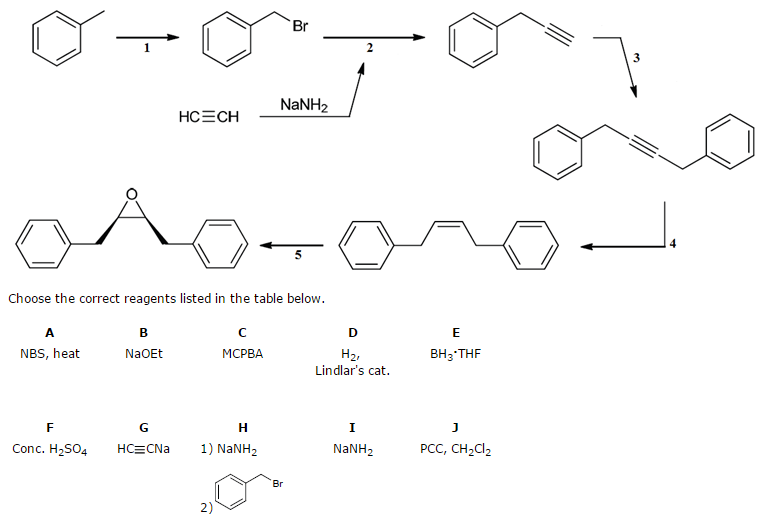Solved Br NaNH2 Choose the correct reagents listed in the | Chegg.com