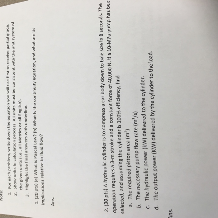 Solved What Is Pascal Law What Is The Continuity Equation Chegg