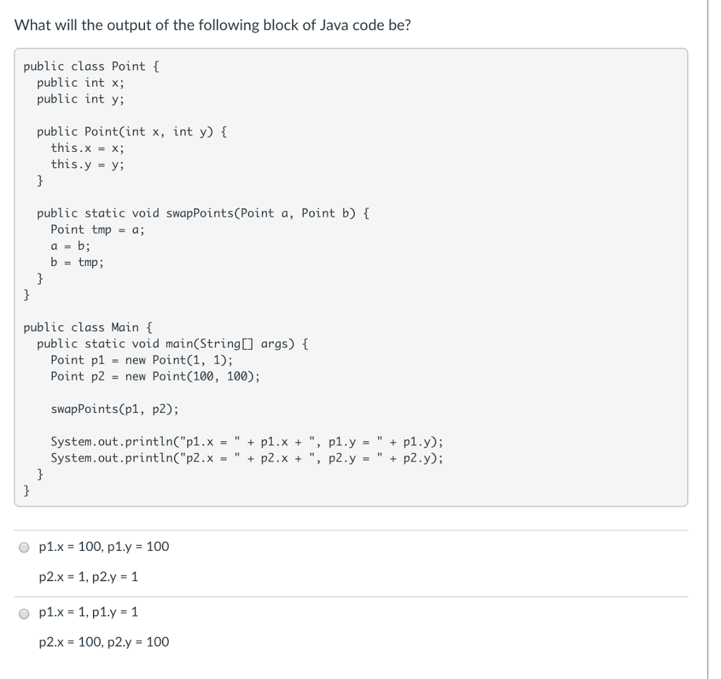 Solved Which Java code might have produced the following | Chegg.com