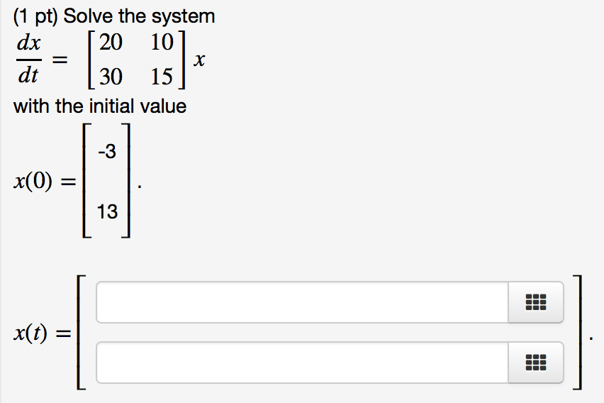 Solved Solve the system dx/dt = x with the initial value | Chegg.com