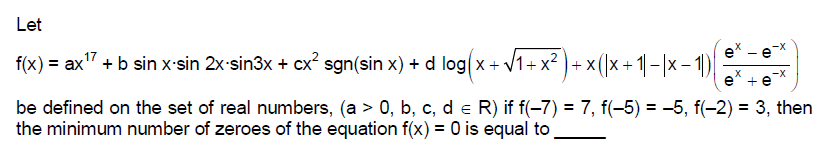 Solved Let f(x) = ax17 + b sin x.sin 2x.sin3x + cx2 sgn(sin | Chegg.com
