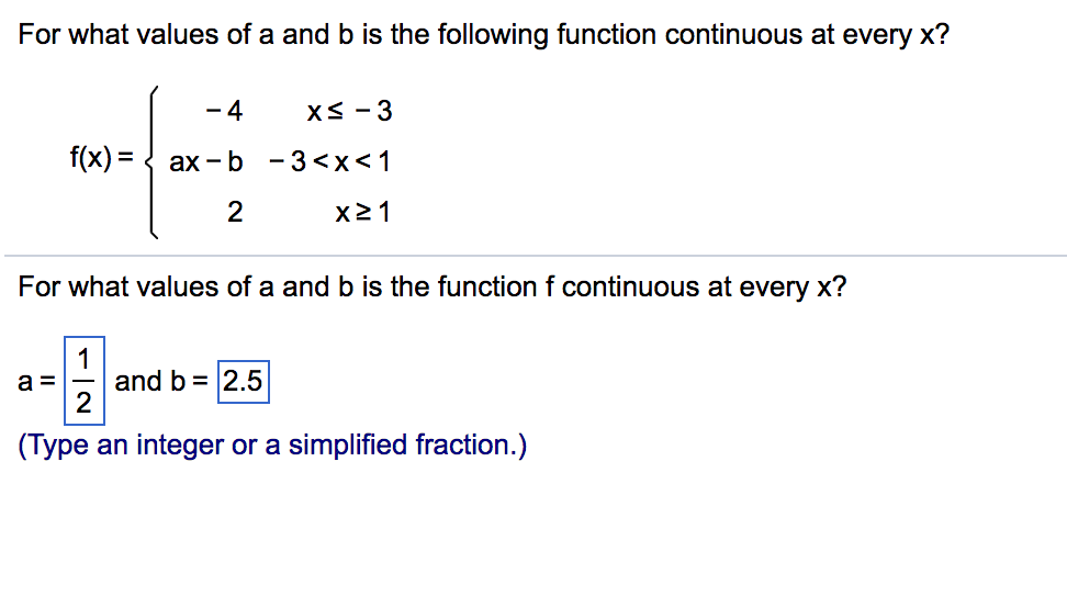 Solved For What Values Of A And B Is The Following Function | Chegg.com