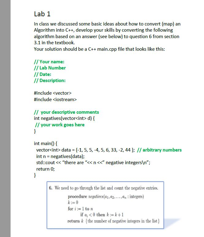 Solved Lab 1 In class we discussed some basic ideas about | Chegg.com