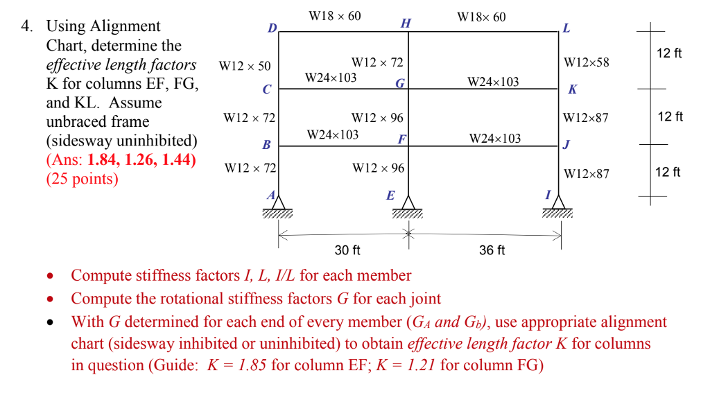 Solved W18 x 60 W18x 60 4. Using Alignment Chart, determine | Chegg.com