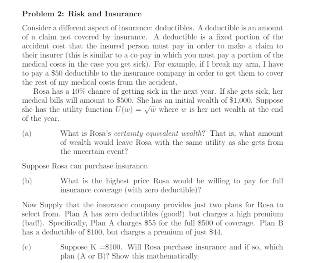 Solved: Risk And Insurance Consider A Different, Aspect Of... | Chegg.com