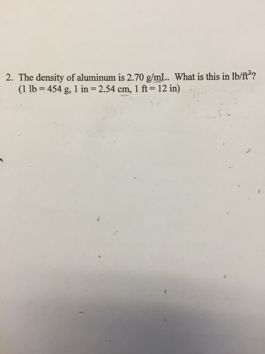what is the density of aluminum