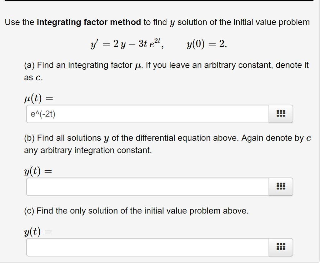 Solved Use The Integrating Factor Method To Find Y Solution | Chegg.com