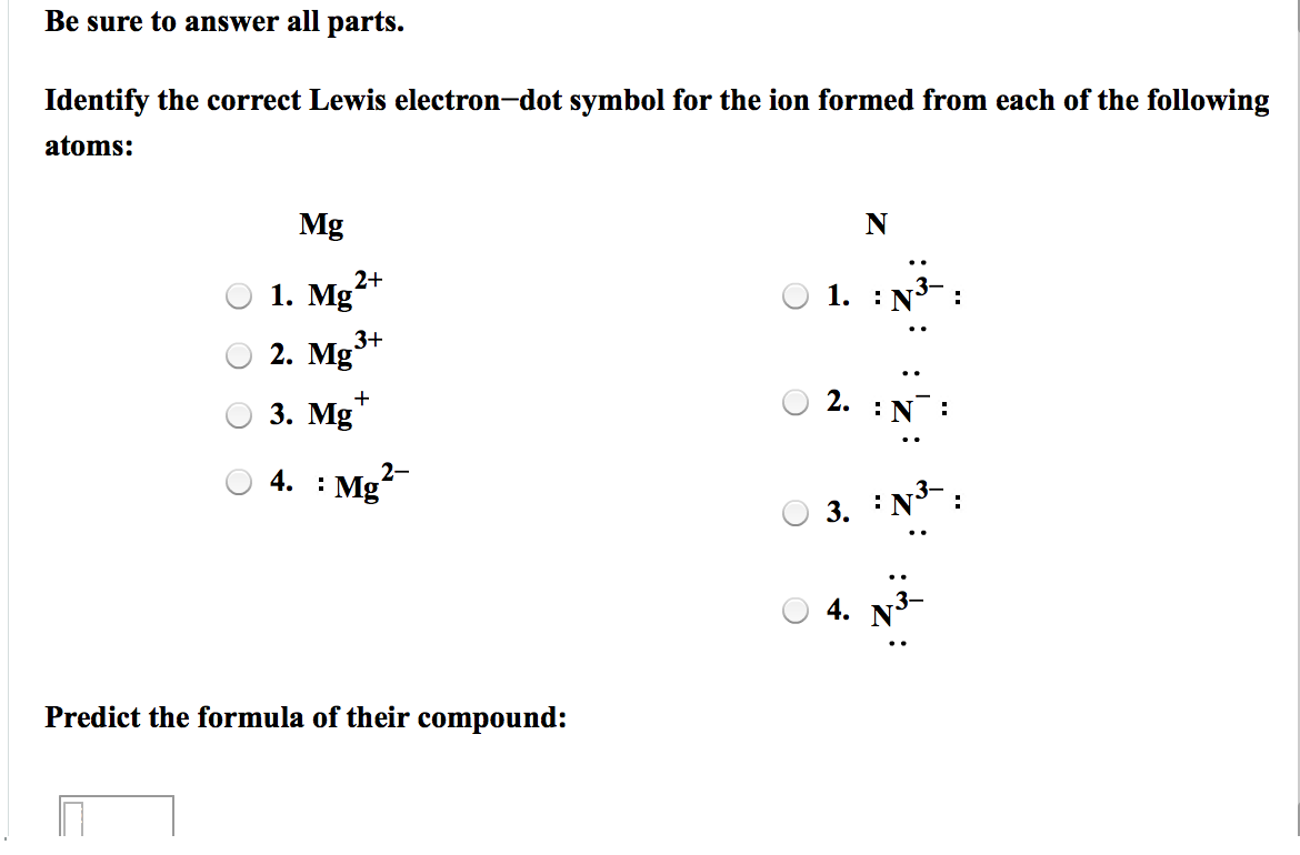 Solved Identify the correct Lewis electron-dot symbol for | Chegg.com