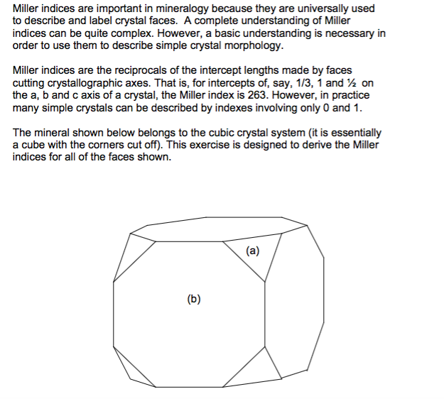 Solved Miller indices are important in mineralogy because | Chegg.com