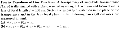 Fourier Transform of Line Functions. A transparency | Chegg.com