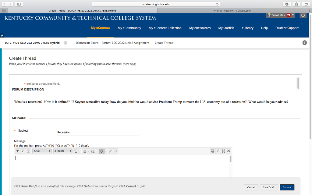 Solved elearning.kctcs.edu 0? Create Thread ECTC 4176 ECO | Chegg.com