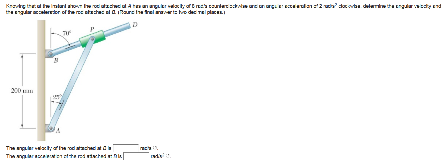 Knowing that at the instant shown the rod attached at | Chegg.com