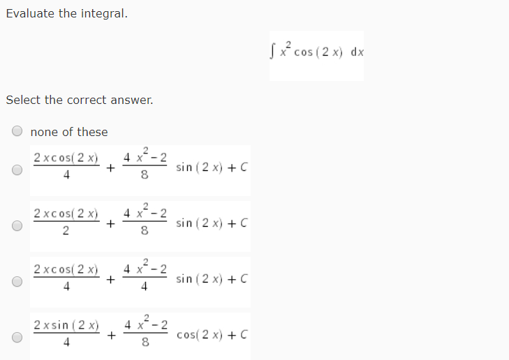 solved-evaluate-the-integral-x-cos-2-x-dx-select-the-chegg