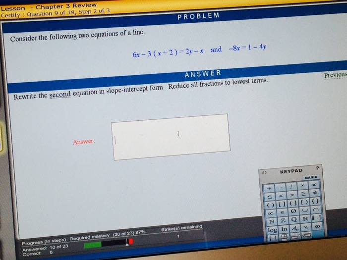 Solved Consider the following two equations of a line. | Chegg.com