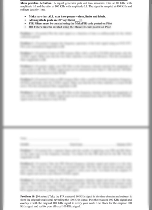 Main problem definition A signal generator puts out