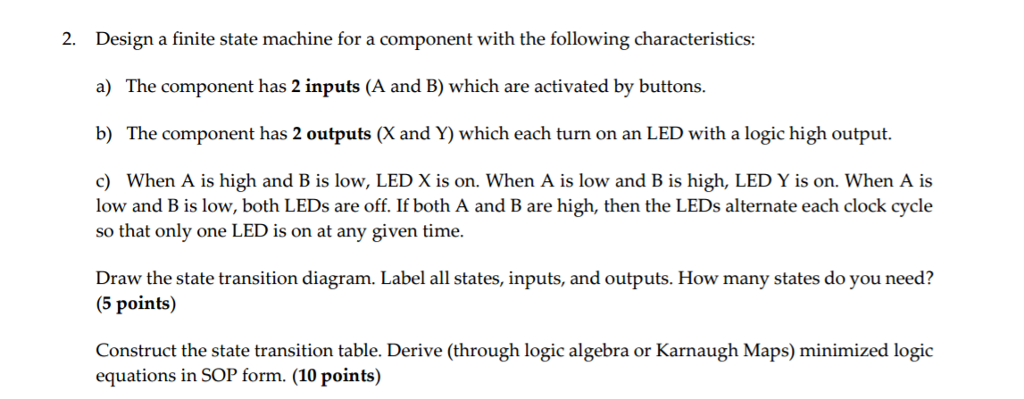 Solved Design a finite state machine for a component with | Chegg.com