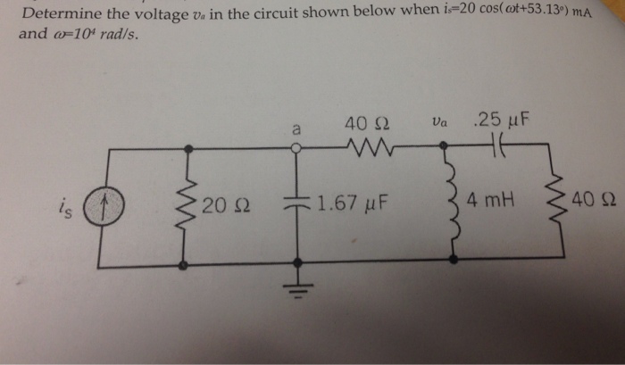 Solved Determine The Voltage Upsilon A In The Circuit Shown