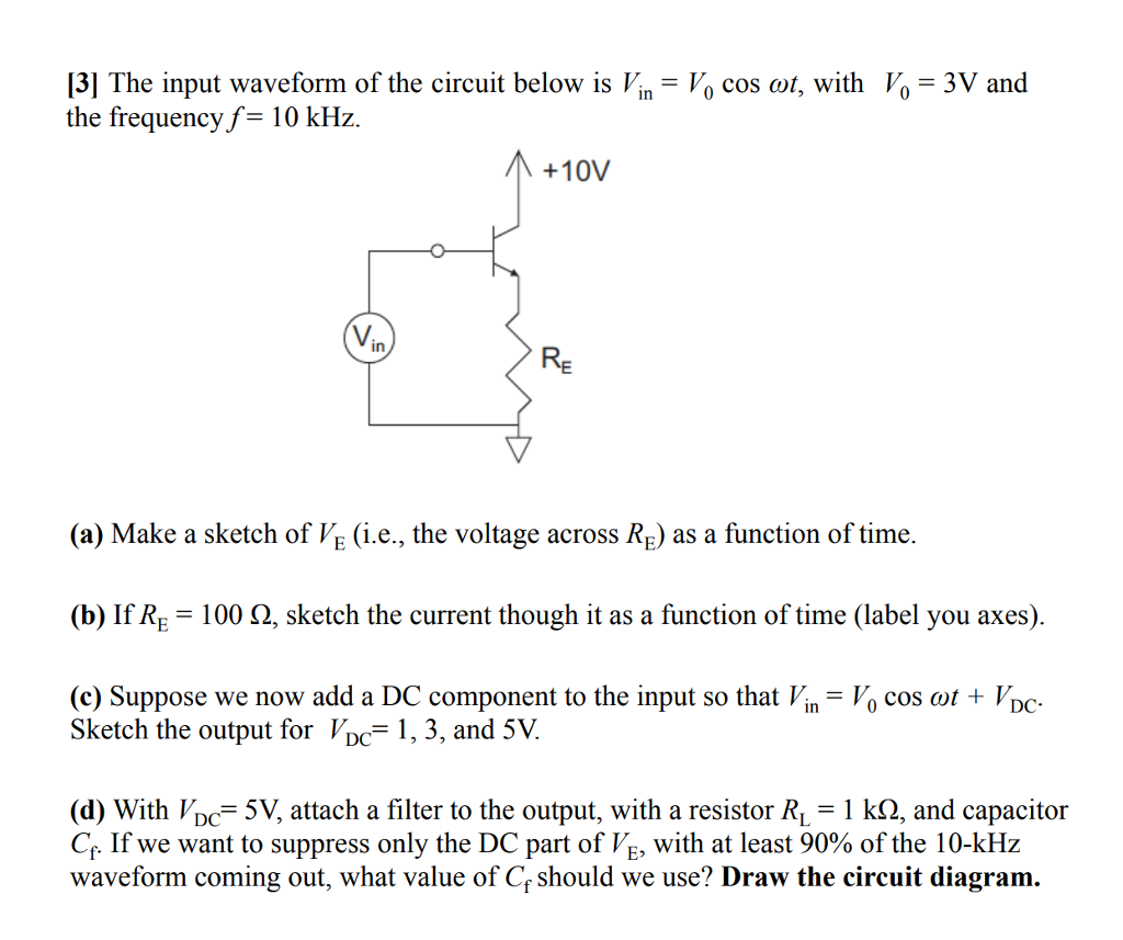 Solved [3] The input waveform of the circuit below is Vin- | Chegg.com