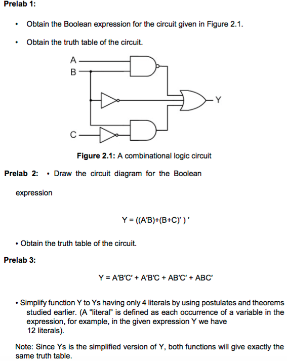 Solved Prelab 1 Obtain The Boolean Expression For The | Chegg.com