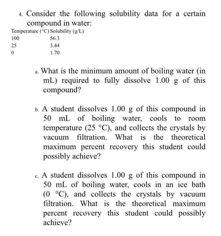 Solved Consider The Following Solubility Data For A Certain | Chegg.com