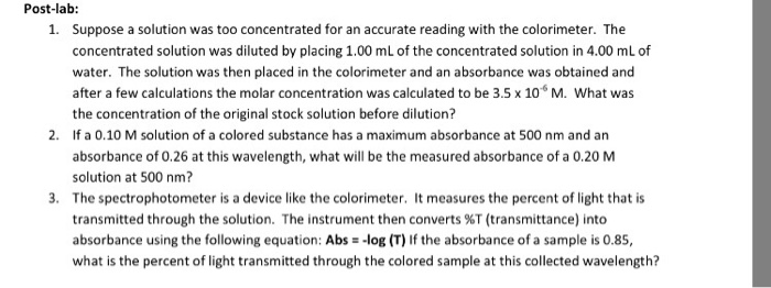 Solved Need help with these post lab questions plz. Show all | Chegg.com