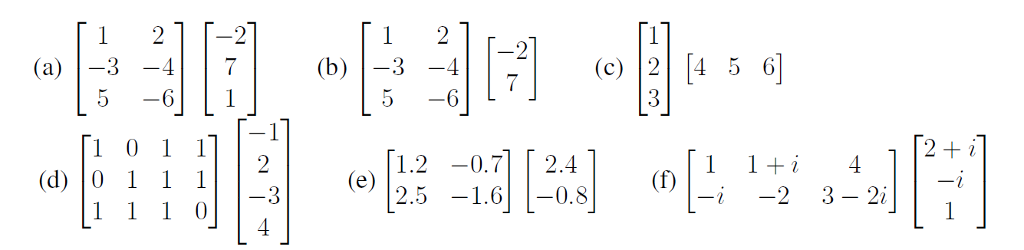 Solved Compute each of the following matrix-vector products, | Chegg.com