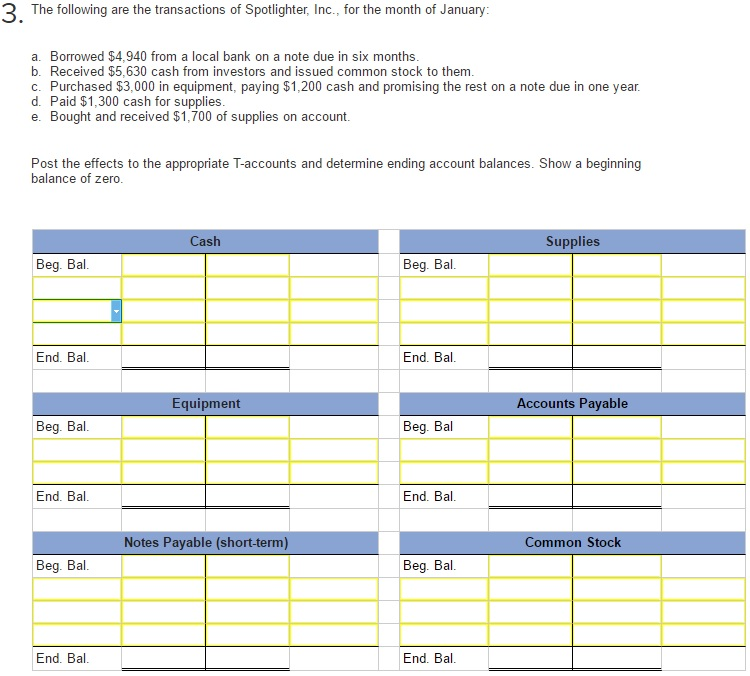 Solved The following are the transactions of Spotlighter. | Chegg.com