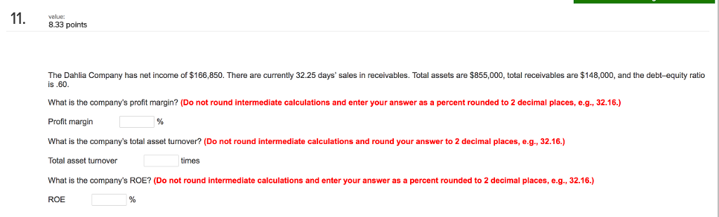 Solved 8.33 Points The Cavo Company Has An ROA Of 8.6 | Chegg.com