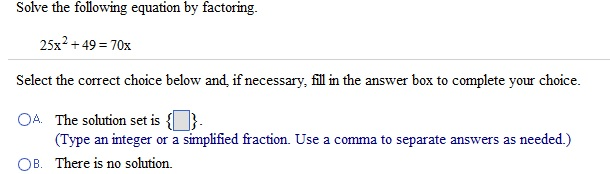 Solved Solve the following equation by factoring. | Chegg.com