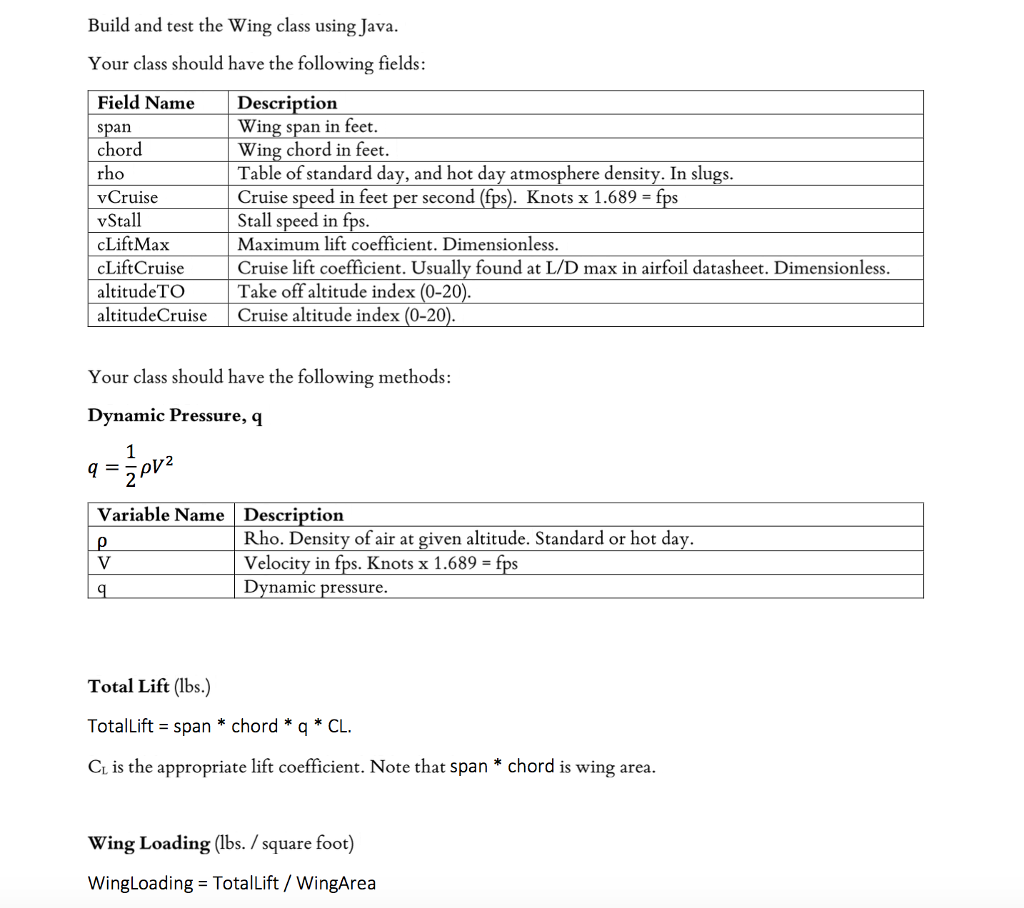 Solved Build and test the Wing class using Java Your class | Chegg.com