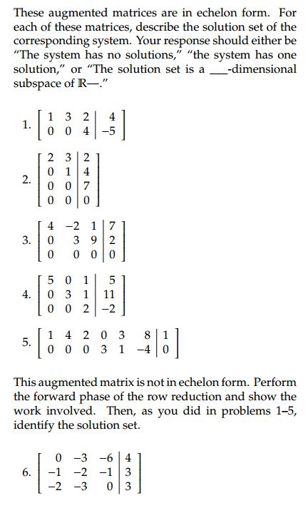 Solved These augmented matrices are in echelon form. For | Chegg.com