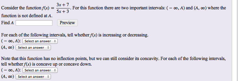 Solved Consider the function f(x) = 3x + 7/5x + 3. For this | Chegg.com