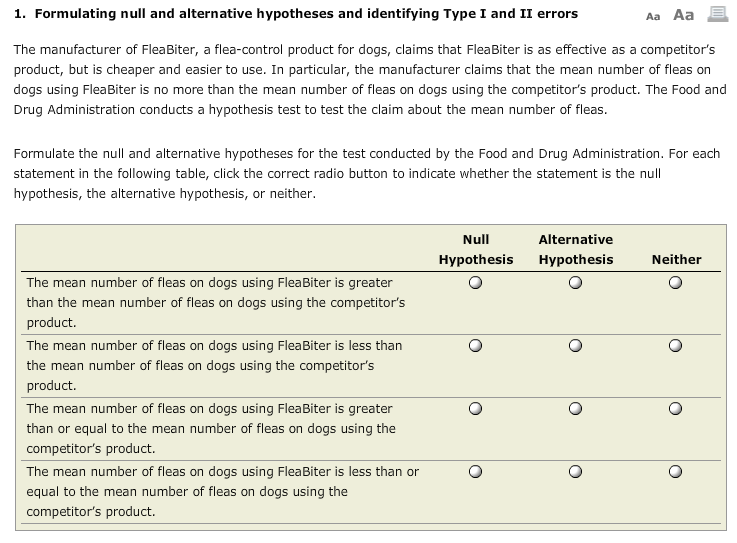 Solved 1 Formulating Null And Alternative Hypotheses And