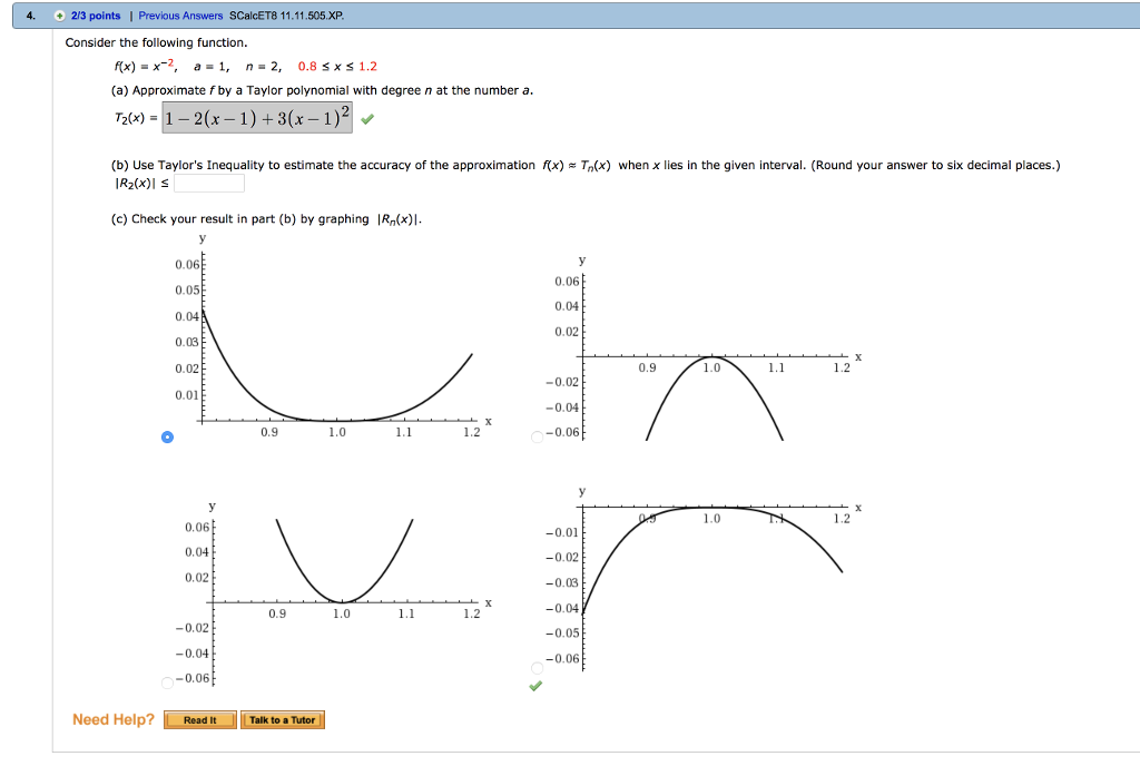 Solved 4. + 2/3 points Previous Answers SCalcET8 11.11.505. | Chegg.com