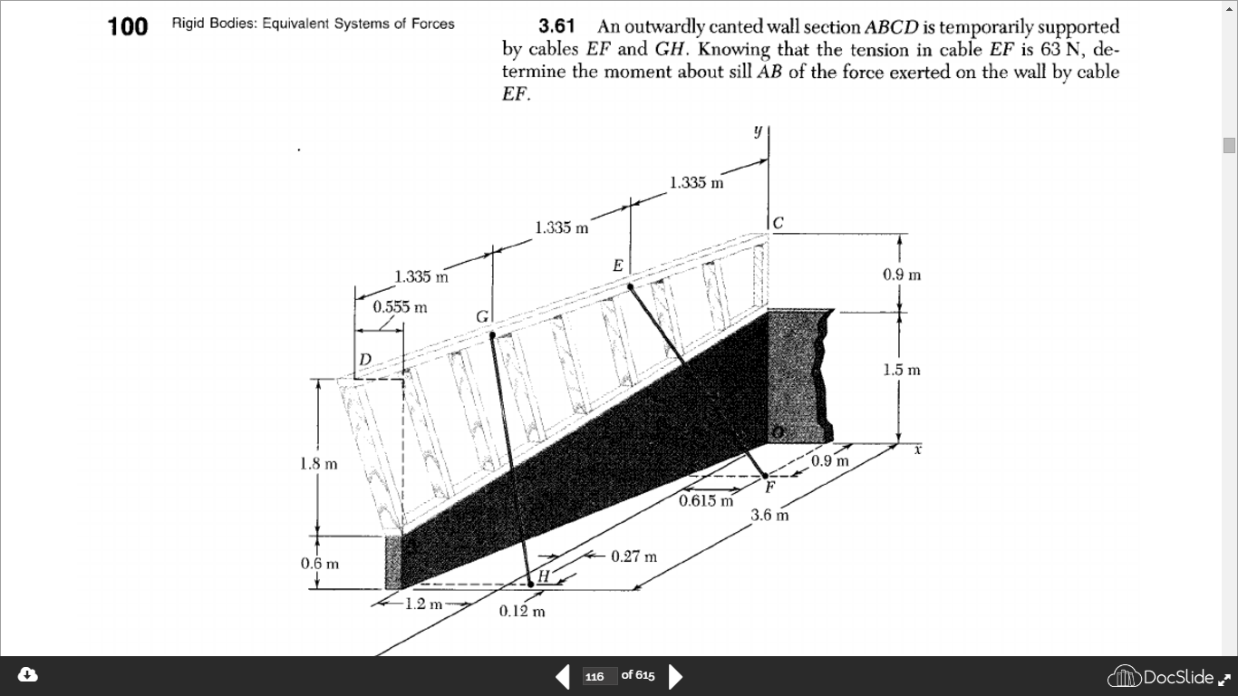 Section Abcd An outwardly canted wall section ABCD is temporarily | Chegg.com