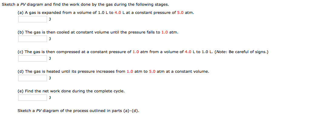 Solved Sketch a PV diagram and find the work done by the gas | Chegg.com