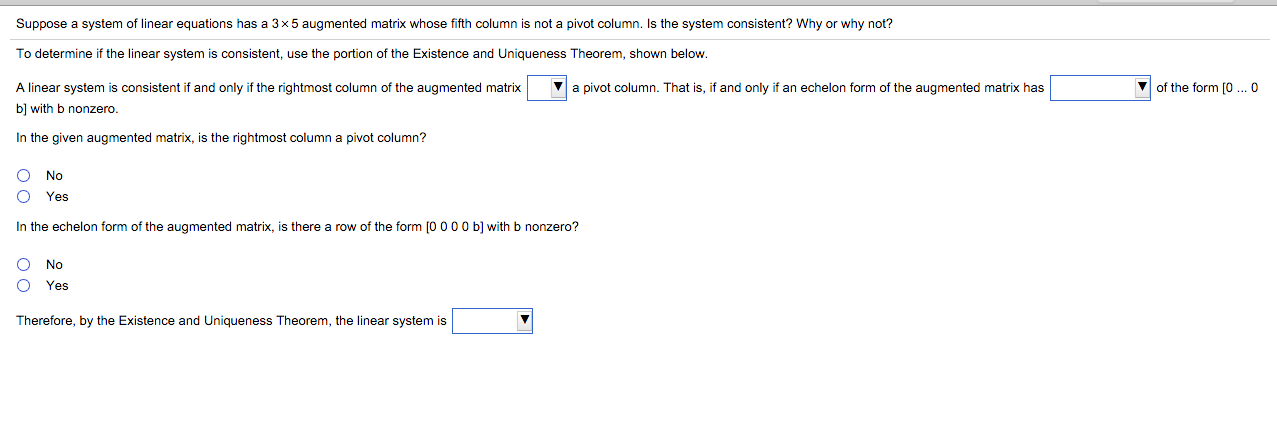 Solved To determine if the linear system is consistent use