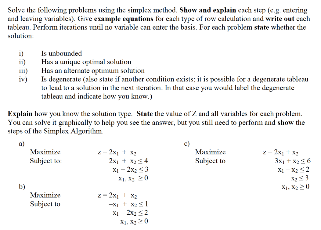 solve for the following problems