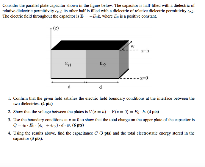 Solved Consider The Parallel Plate Capacitor Shown In The...