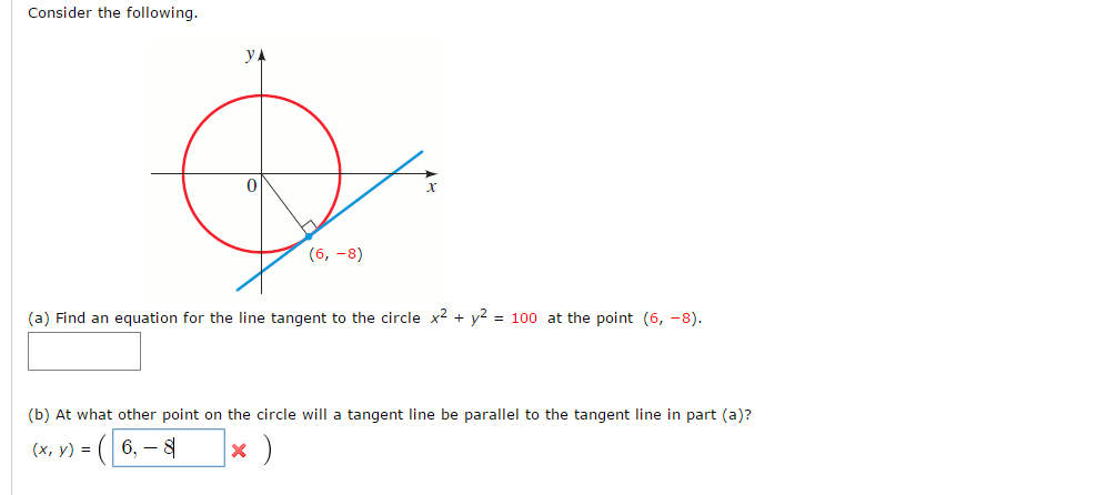 Solved Consider the following. Find an equation for the | Chegg.com