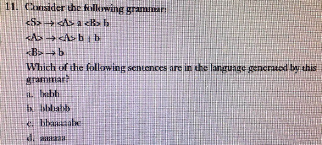 Solved Consider The Following Grammar A B Chegg Solved Consider The Following Grammar A B Chegg