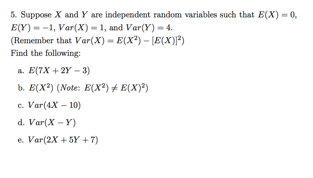 Solved 5. Suppose X And Y Are Independent Random Variables | Chegg.com