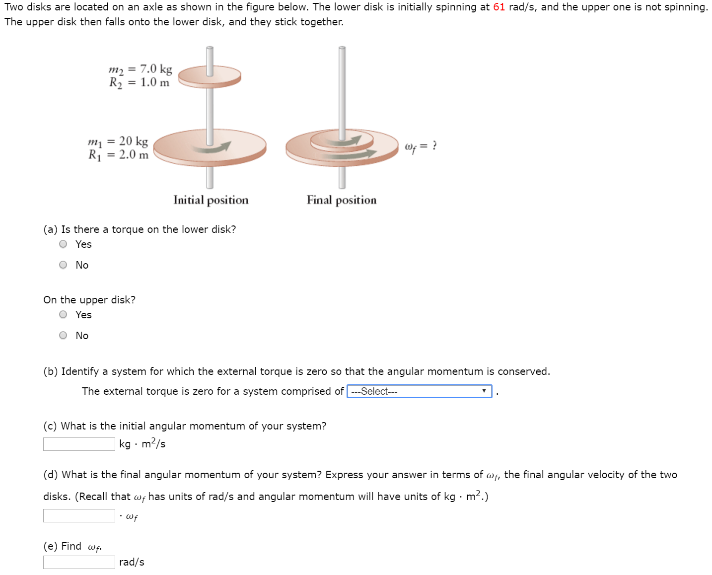 Solved Two disks are located on an axle as shown in the | Chegg.com