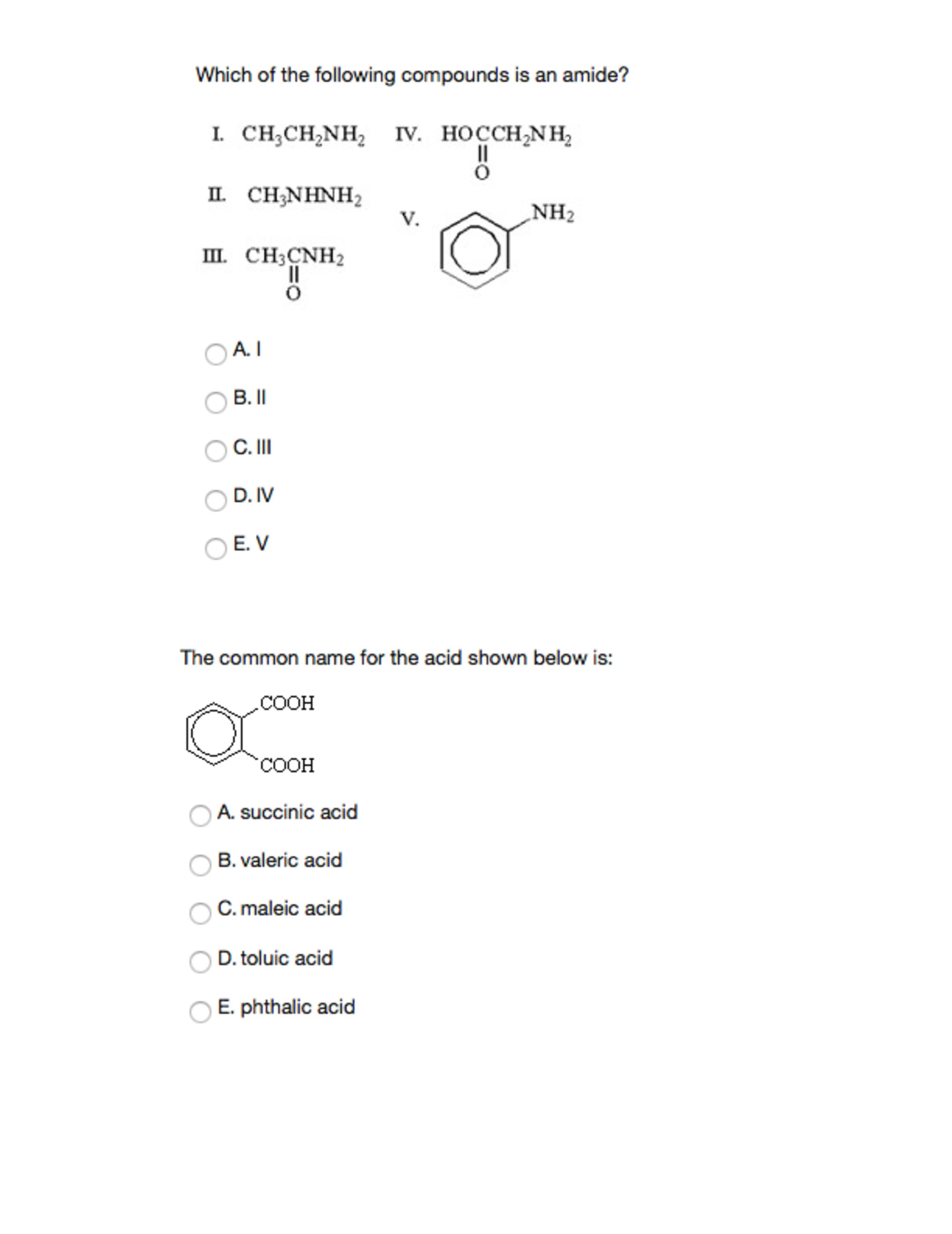 Solved Which of the following compounds is an amide? The | Chegg.com