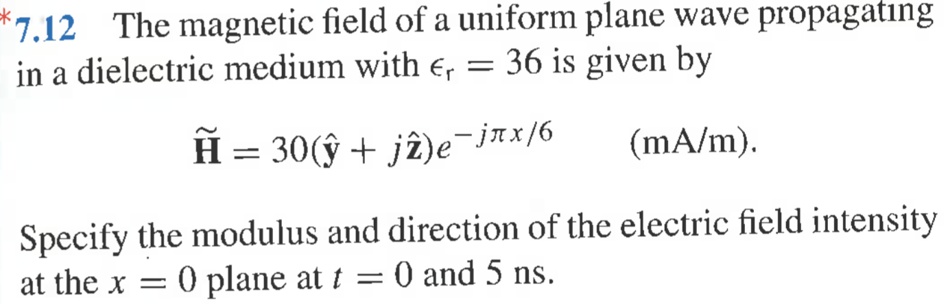 Solved The magnetic field of a uniform plane wave | Chegg.com