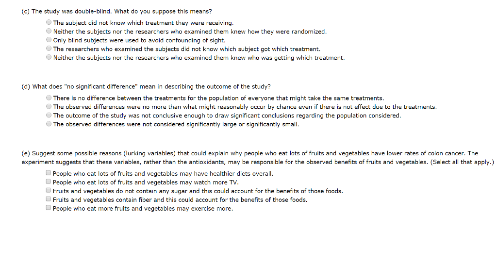 People who eat lots of fruits and vegetables have | Chegg.com