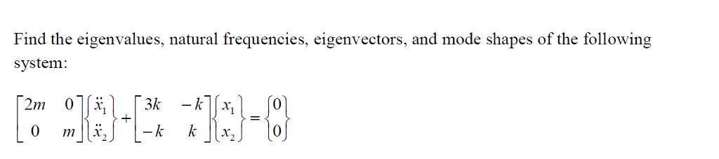 Solved Find the eigenvalues, natural frequencies, | Chegg.com