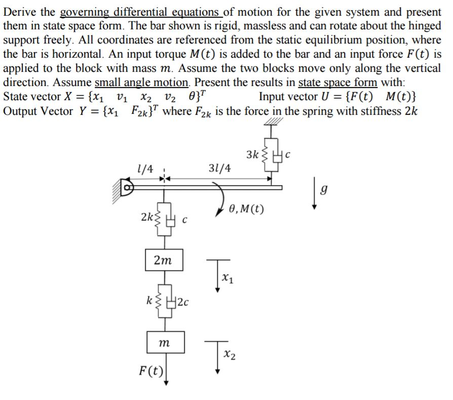 Solved Derive The Governing Differential Equations Of Motion Chegg Com